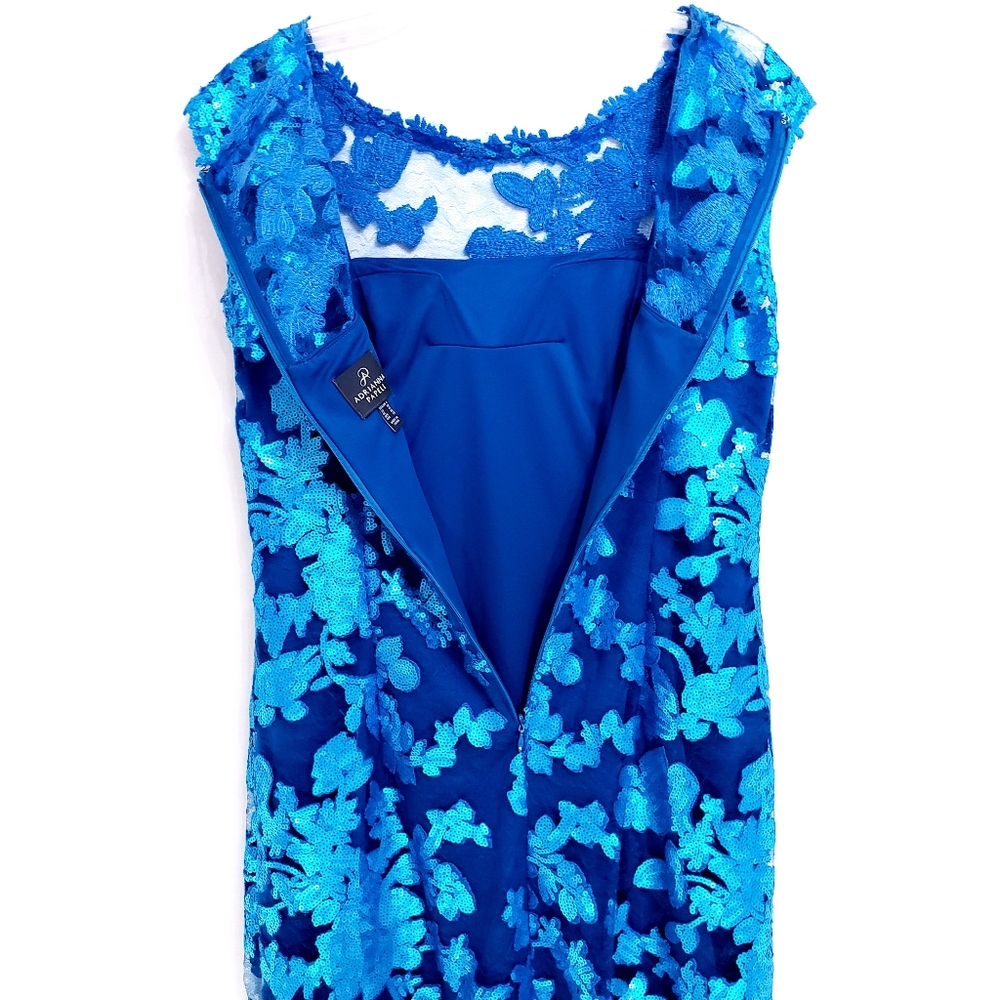 NWOT Adrianna Papell Turq. Sequined Sheath… - Picture 7 of 12